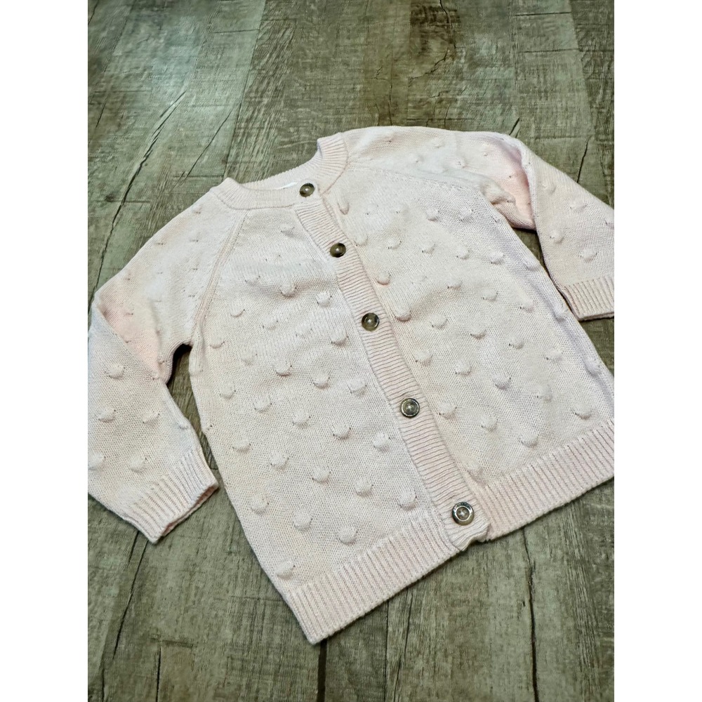 Cat & Jack Baby Girls Baby Pink Popcorn Knit Button Front Cardigan Sweater 18M - Picture 2 of 7